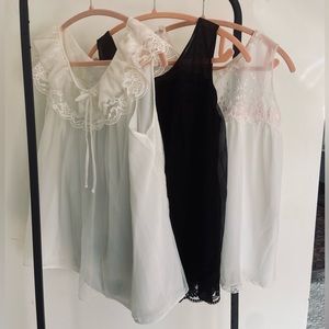 Lot of 3: 1960s Vintage Chiffon Baby Doll Nighties